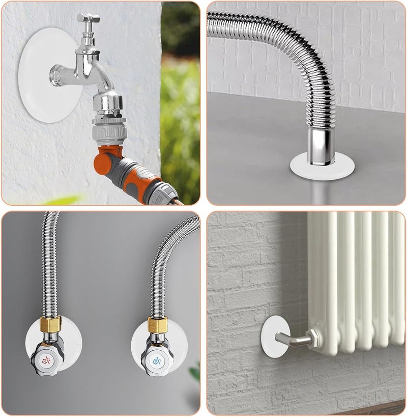 TNJPSEK 6 Pack Plumbing Wall Cover Plate, Self-Adhesive Wall Split Flange Round Escutcheon Plate Buckle, Escutcheon Plate for Faucet Toilet Ceiling Kitchen Water Supply Line (Fit for Dia Less 17mm) - Image 2